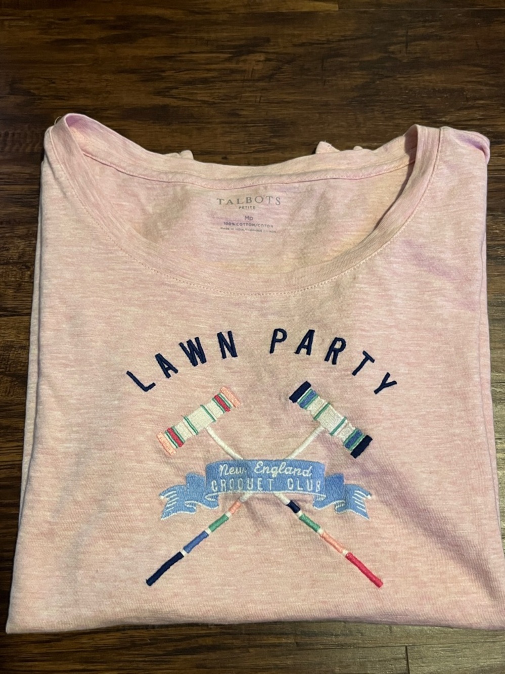 Talbots Cotton ‘Lawn Party’ Tee Size Medium Petite